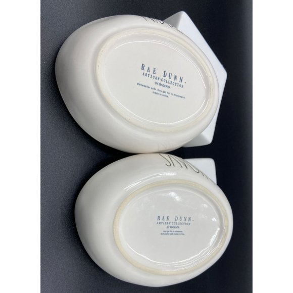 Rae Dunn SIP NIBBLE & SAVOR Ivory Oval Ceramic Small Pet Food Bowl Set 6.5" ea. - Picture 4 of 6